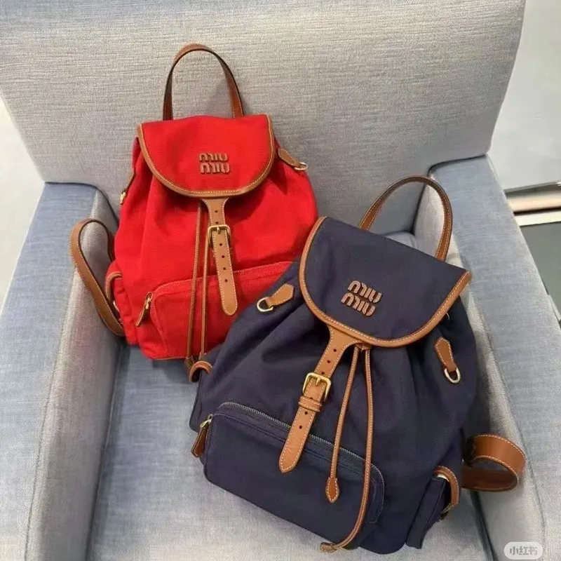 Miu Miu 2025 Canvas Backpack: Large Capacity, Versatile, Portable Shoulder Travel & Commuter Bag for Women - Image 1