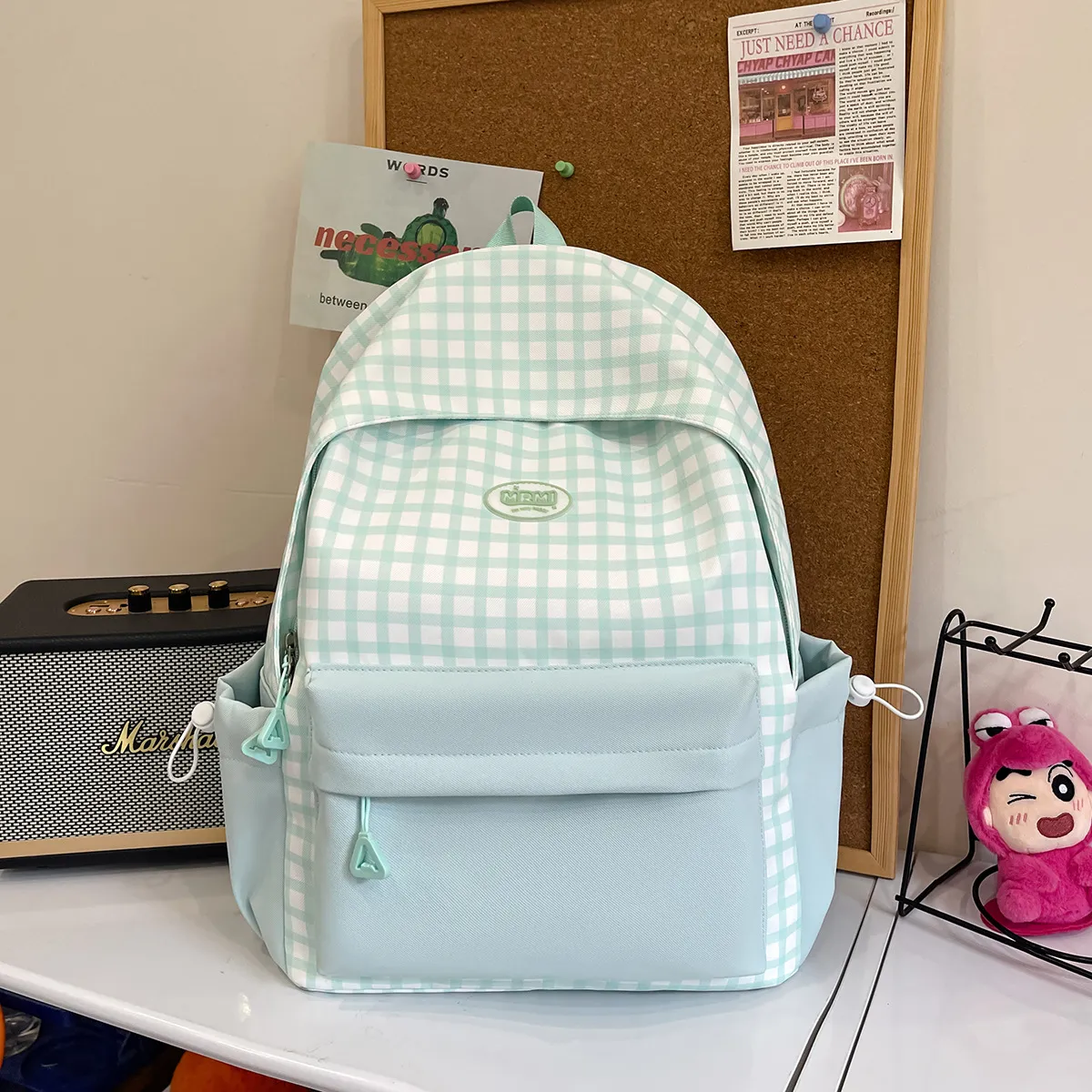 Casual Backpack Large Capacity Plaid Color Block Student School Bag Lightweight and Portable for Men and Women thumbnail 4