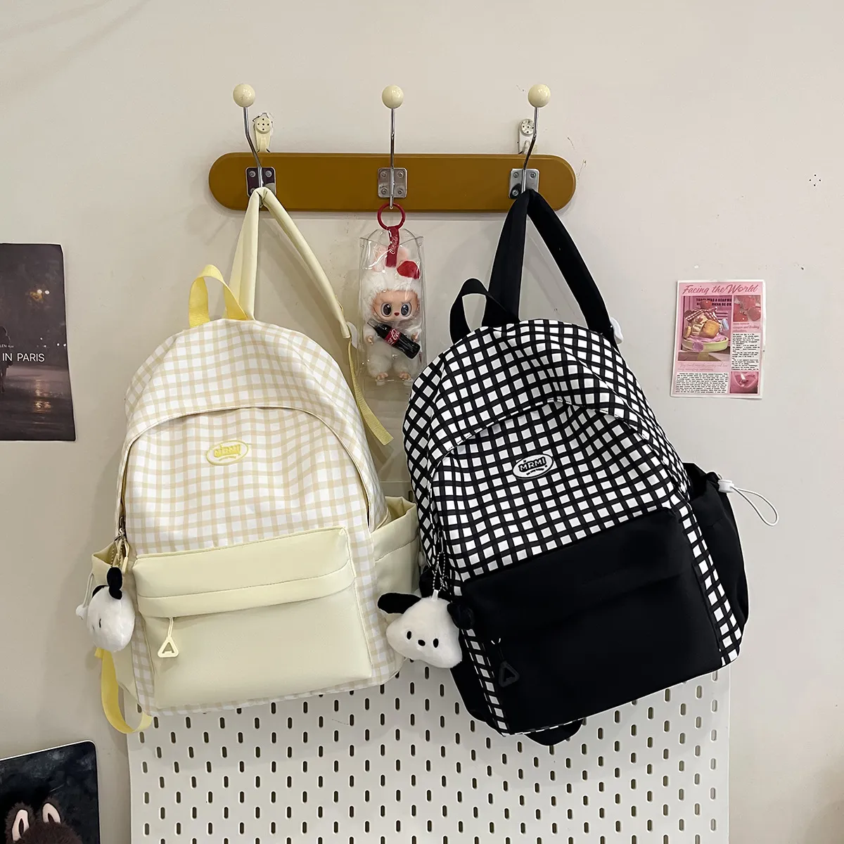Casual Backpack Large Capacity Plaid Color Block Student School Bag Lightweight and Portable for Men and Women thumbnail 1