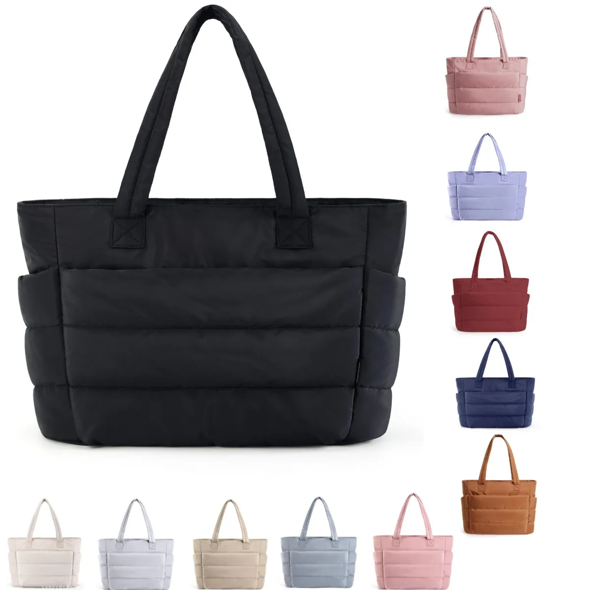 Custom-Made Striped Tote Bag for Women, Large Capacity Fashionable Handbag, Chic Commuter Bag with High-End Feel, Versatile Shoulder Bag for Daily Use - Image 1
