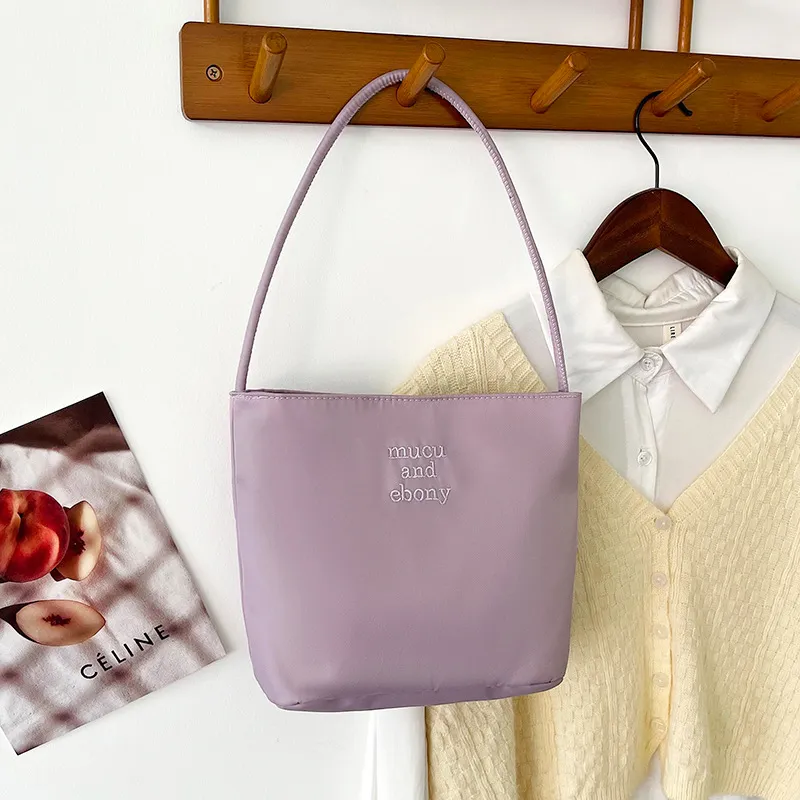 South Korea Style 2024 New Nylon Bucket Bag Women's Casual Versatile Handbag Shoulder Armpit Bag thumbnail 9