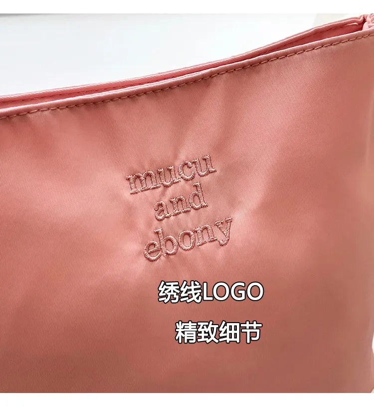 South Korea Style 2024 New Nylon Bucket Bag Women's Casual Versatile Handbag Shoulder Armpit Bag showcase 5