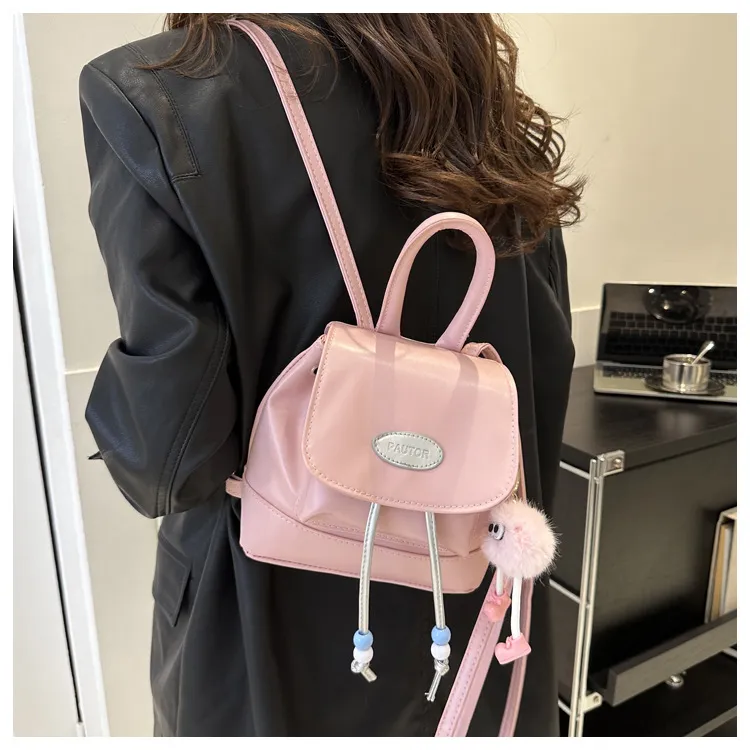 2023 Retro Fashion Solid Color Backpack for Women - Casual Trendy Small Travel Bag, Simple Western Style showcase 16