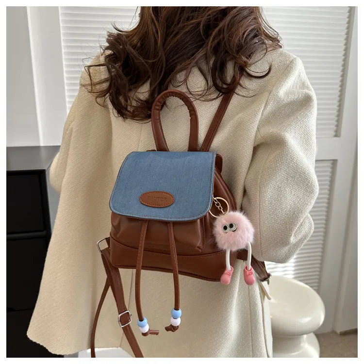 2023 Retro Fashion Solid Color Backpack for Women - Casual Trendy Small Travel Bag, Simple Western Style showcase 11