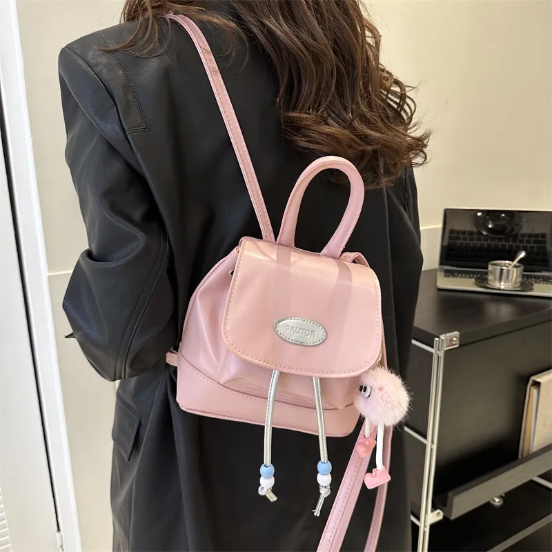 2023 Retro Fashion Solid Color Backpack for Women - Casual Trendy Small Travel Bag, Simple Western Style thumbnail 4