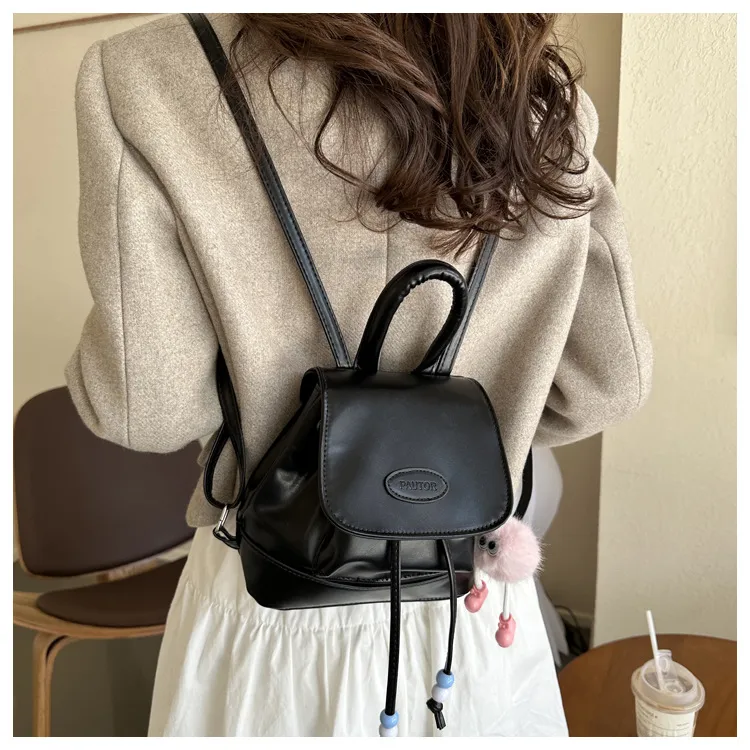 2023 Retro Fashion Solid Color Backpack for Women - Casual Trendy Small Travel Bag, Simple Western Style showcase 10