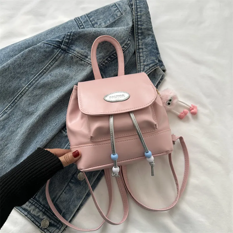 2023 Retro Fashion Solid Color Backpack for Women - Casual Trendy Small Travel Bag, Simple Western Style thumbnail 9