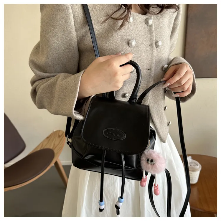 2023 Retro Fashion Solid Color Backpack for Women - Casual Trendy Small Travel Bag, Simple Western Style showcase 9