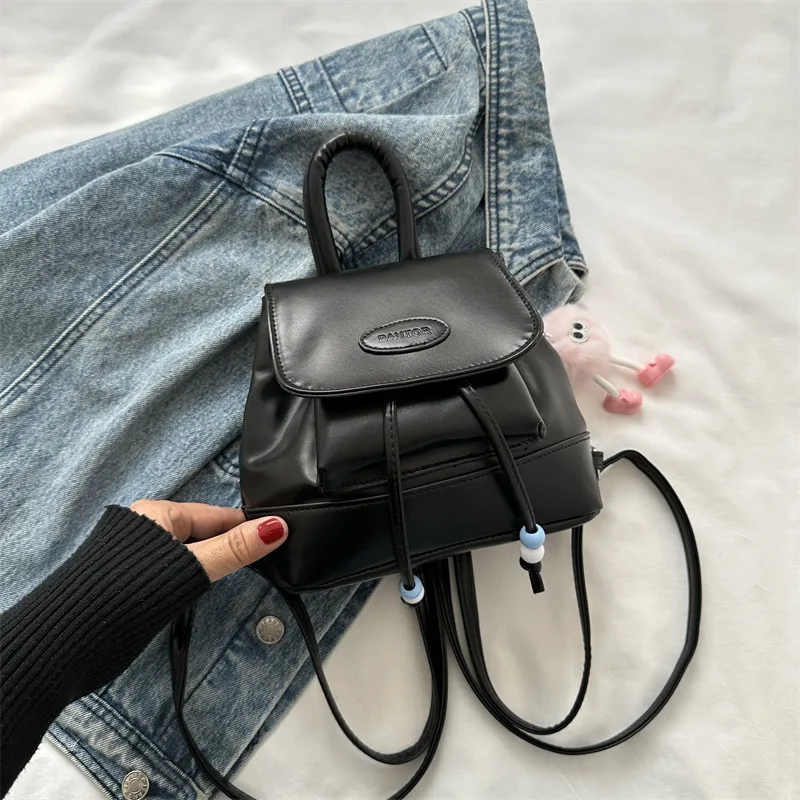2023 Retro Fashion Solid Color Backpack for Women - Casual Trendy Small Travel Bag, Simple Western Style thumbnail 6