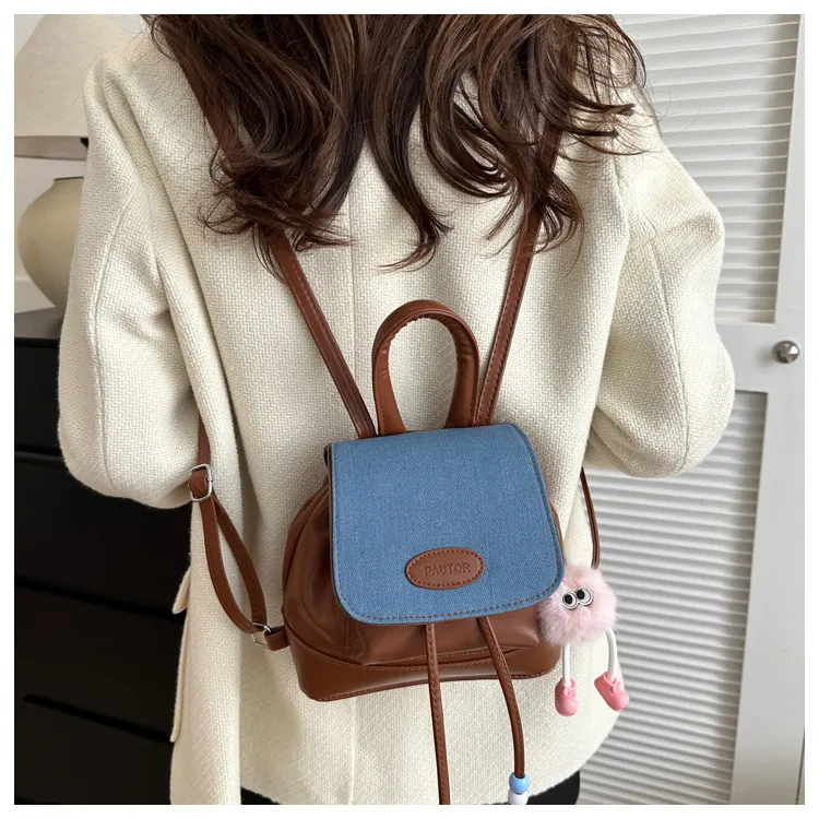 2023 Retro Fashion Solid Color Backpack for Women - Casual Trendy Small Travel Bag, Simple Western Style showcase 12