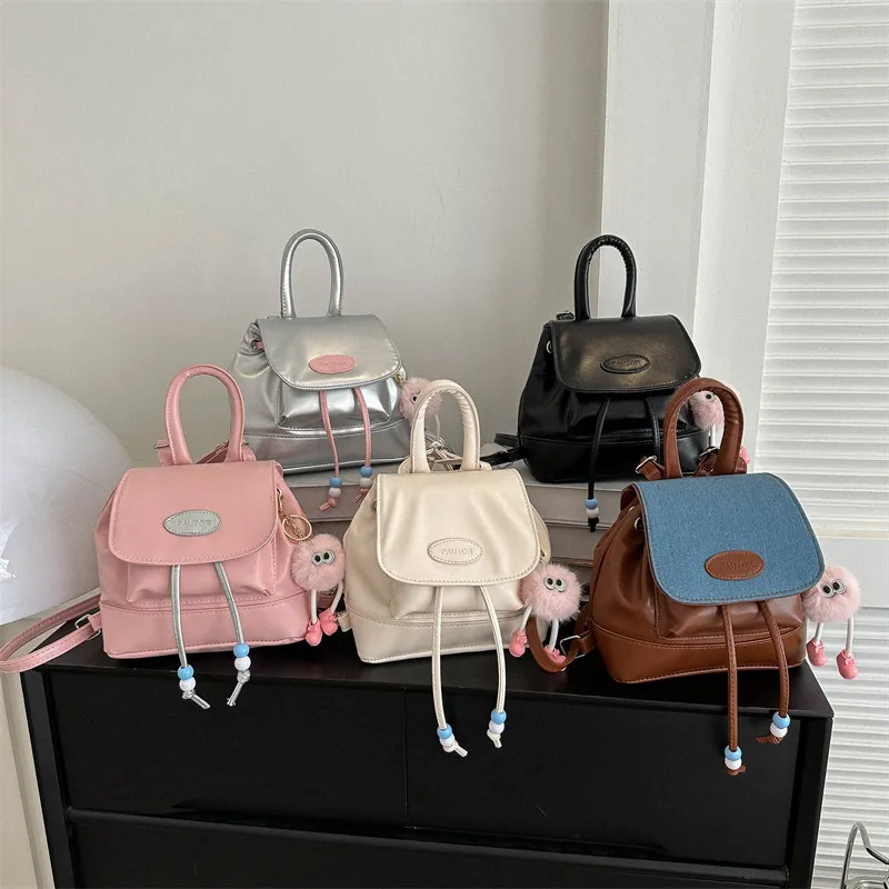 2023 Retro Fashion Solid Color Backpack for Women - Casual Trendy Small Travel Bag, Simple Western Style thumbnail 1