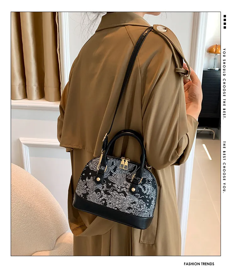 Women's Fashion Shell Shoulder Messenger Bag - Stylish Pattern Stitching Portable Handbag for Summer 2023 showcase 1