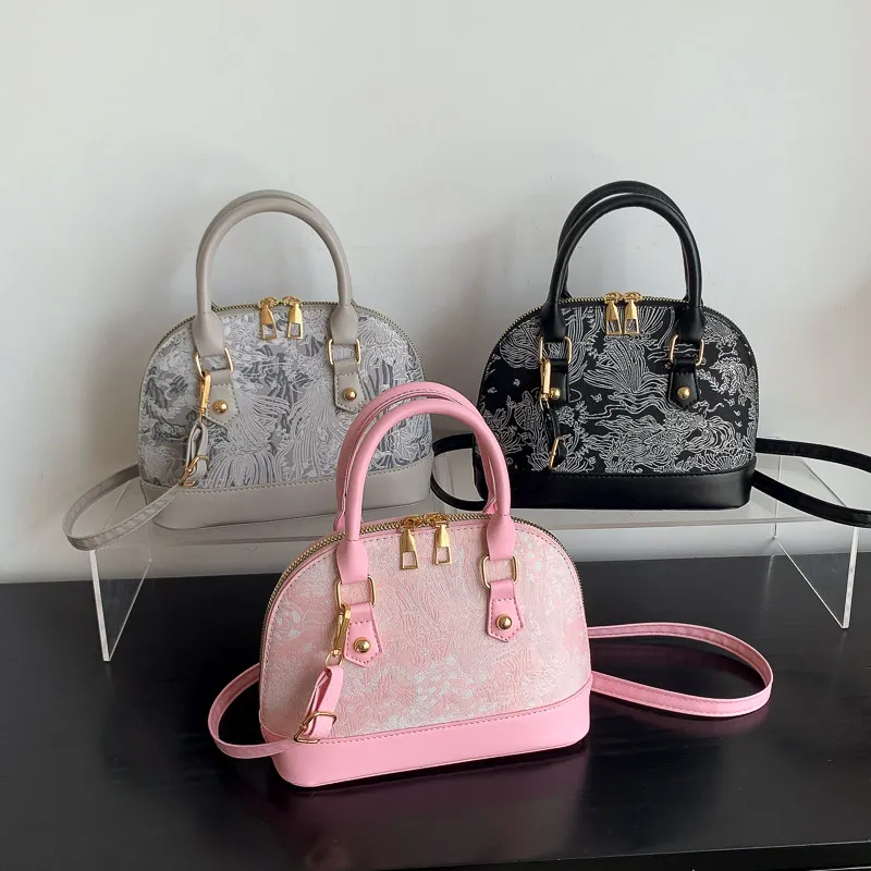 Women's Fashion Shell Shoulder Messenger Bag - Stylish Pattern Stitching Portable Handbag for Summer 2023 thumbnail 1