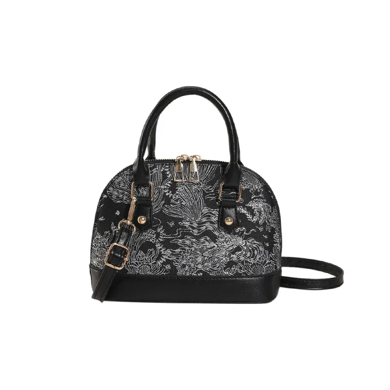 Women's Fashion Shell Shoulder Messenger Bag - Stylish Pattern Stitching Portable Handbag for Summer 2023 thumbnail 8