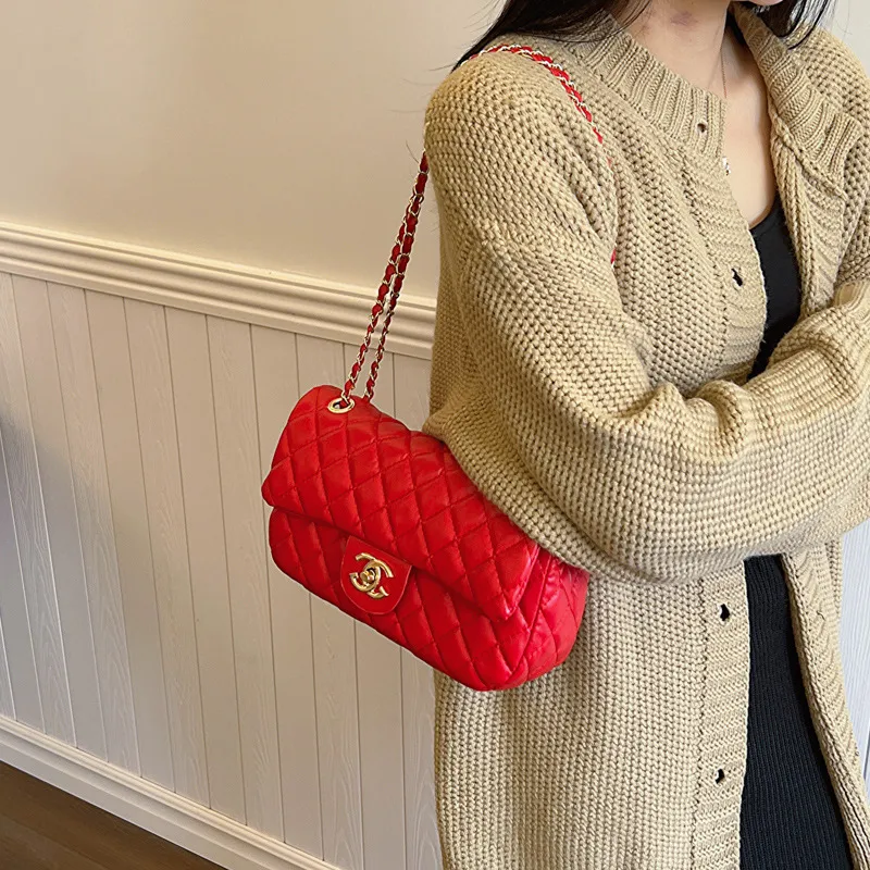 2023 New Fashion Women's Rhombus Shoulder Bag - Elegant Small Square Messenger Bag, Chanel Style Handbag for Versatile Use - Image 3