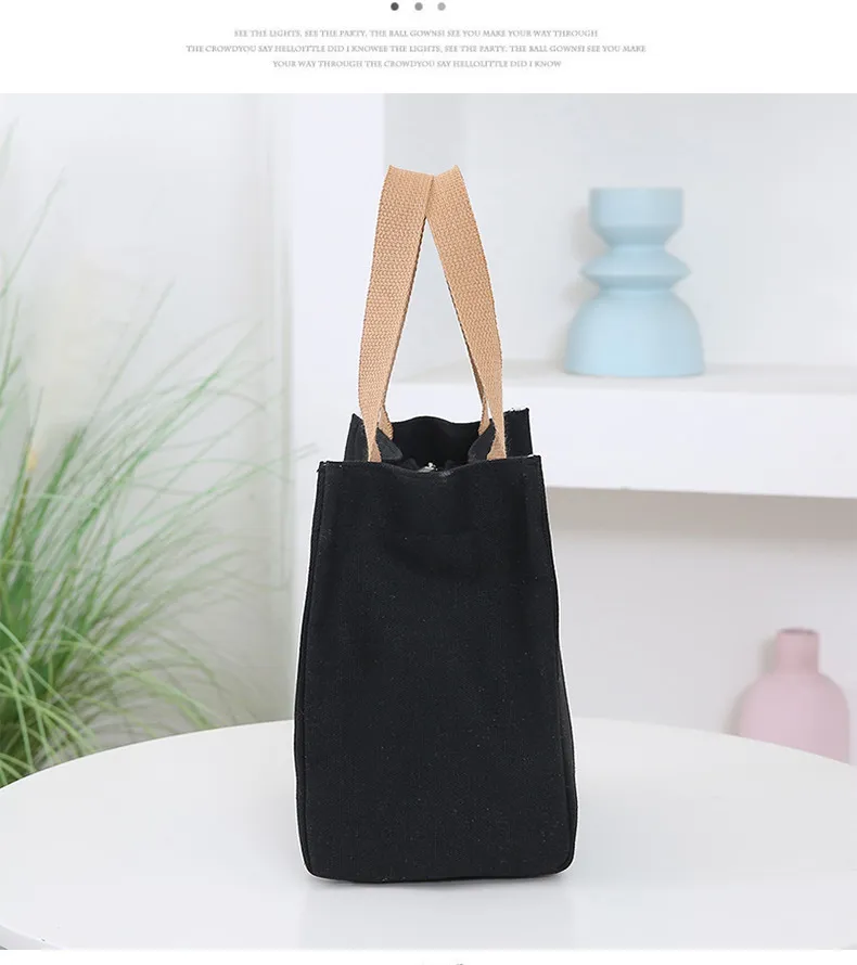 Japanese Korean Style Thickened Oxford Canvas Lunch Bag for Women - Versatile Bento Box Tote, Mummy Shopping Handbag, Small Cloth Bag showcase 13