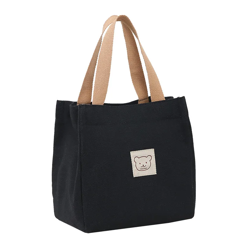 Japanese Korean Style Thickened Oxford Canvas Lunch Bag for Women - Versatile Bento Box Tote, Mummy Shopping Handbag, Small Cloth Bag thumbnail 5