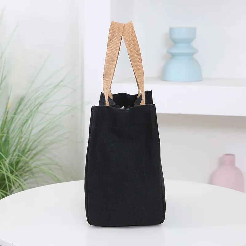 Japanese Korean Style Thickened Oxford Canvas Lunch Bag for Women - Versatile Bento Box Tote, Mummy Shopping Handbag, Small Cloth Bag thumbnail 4