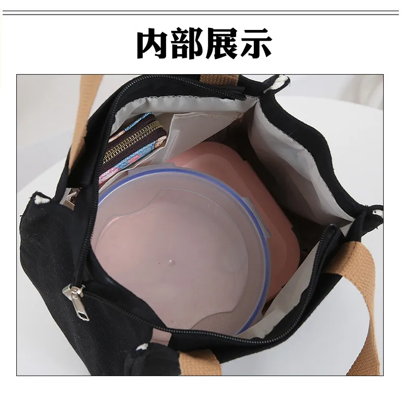 Japanese Korean Style Thickened Oxford Canvas Lunch Bag for Women - Versatile Bento Box Tote, Mummy Shopping Handbag, Small Cloth Bag showcase 18