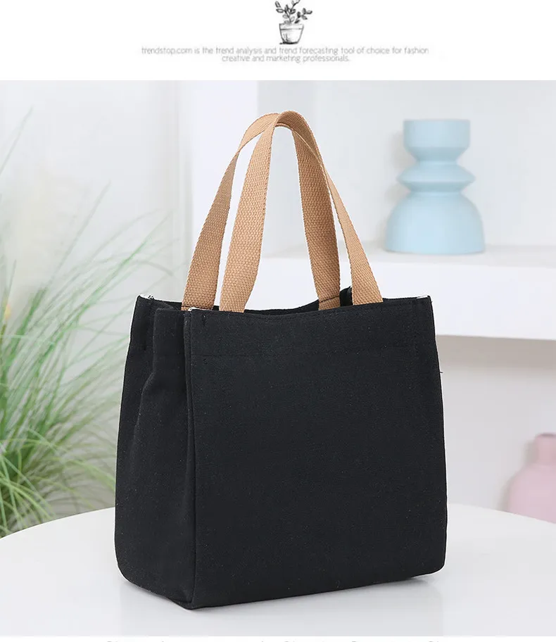 Japanese Korean Style Thickened Oxford Canvas Lunch Bag for Women - Versatile Bento Box Tote, Mummy Shopping Handbag, Small Cloth Bag showcase 14