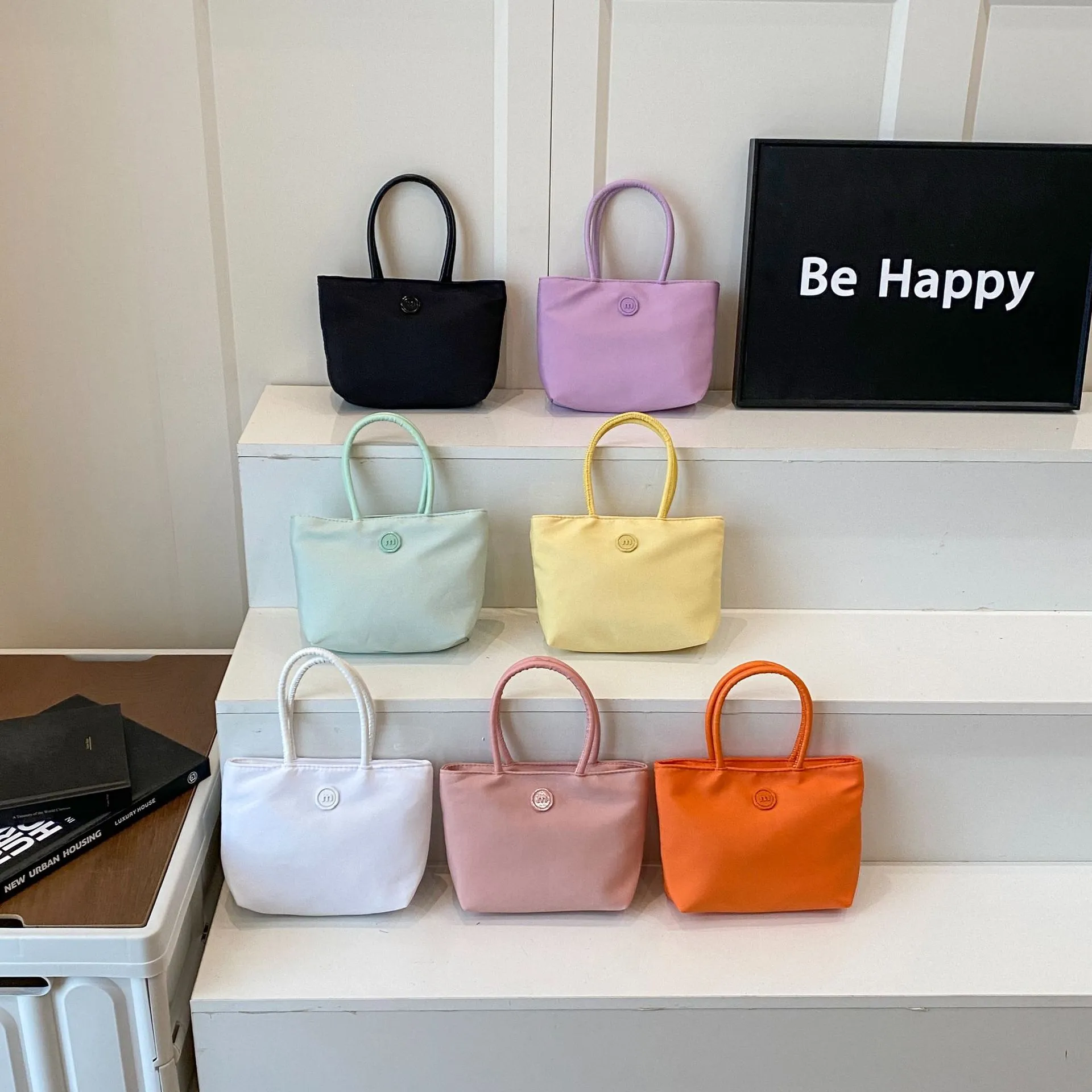 2025 Korean Style Dopamine Versatile Mini Handbag for Women, Nylon Commuter Tote Bag, Chic and Practical for Daily Use - Image 1
