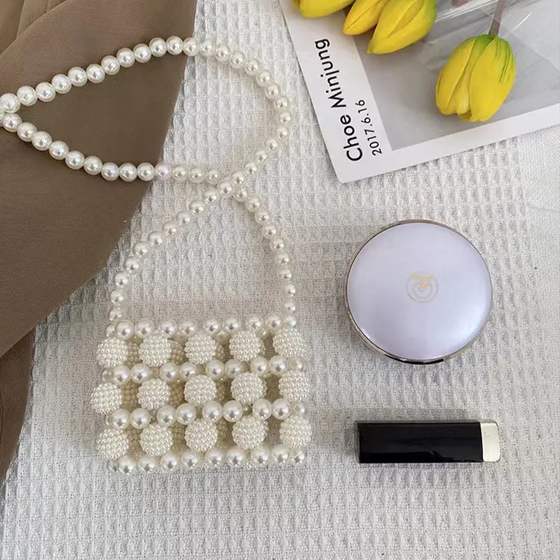Elegant French Pearl Chain Mini Bag - Women's Portable Shoulder Messenger Bag, Chic Decorative Handbag for Summer Outings showcase 6