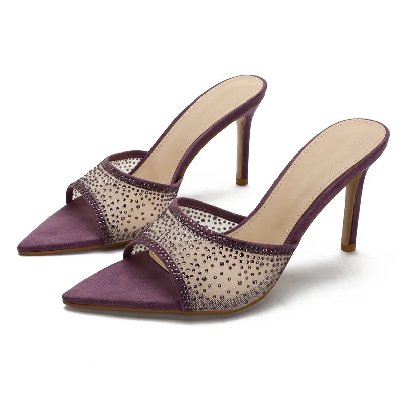 Women's Sexy Pointed-Toe Fashionable Mules, Summer European Style Thin-Heeled High-Heeled Sandals for Outdoor Wear thumbnail 4