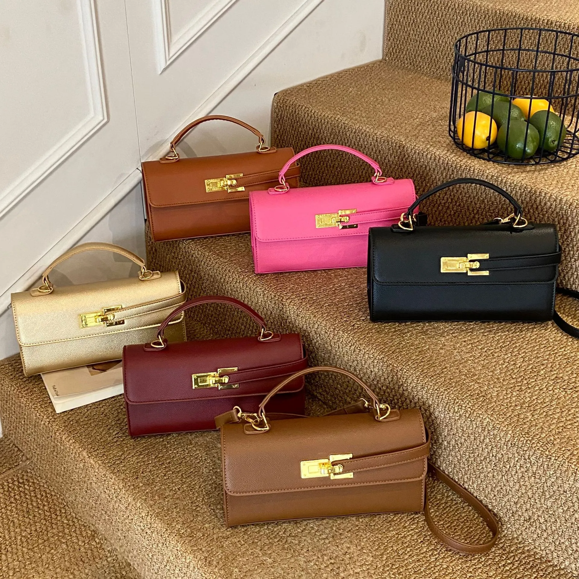 Fashion Lock Small Square Bag - Mini Maillard Kelly Style Handbag, High-End Niche Design, Versatile Hand-Held & Crossbody for Women thumbnail 1