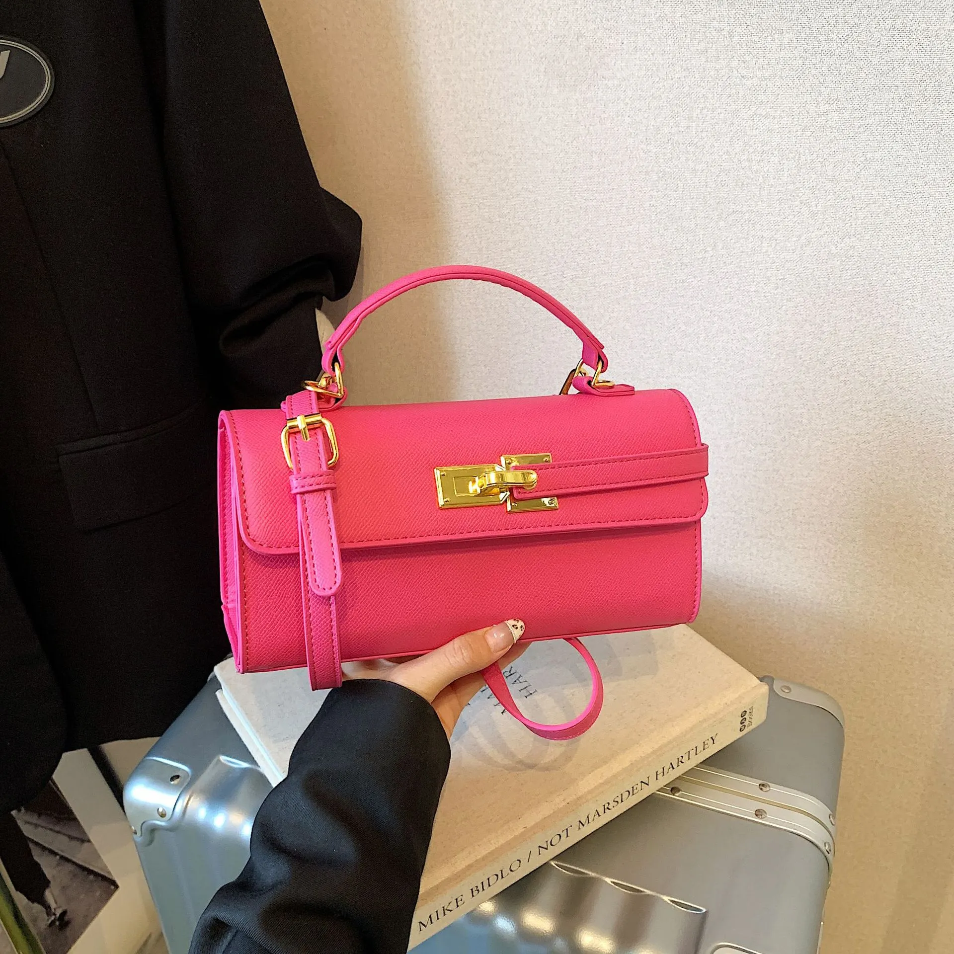 Fashion Lock Small Square Bag - Mini Maillard Kelly Style Handbag, High-End Niche Design, Versatile Hand-Held & Crossbody for Women thumbnail 9