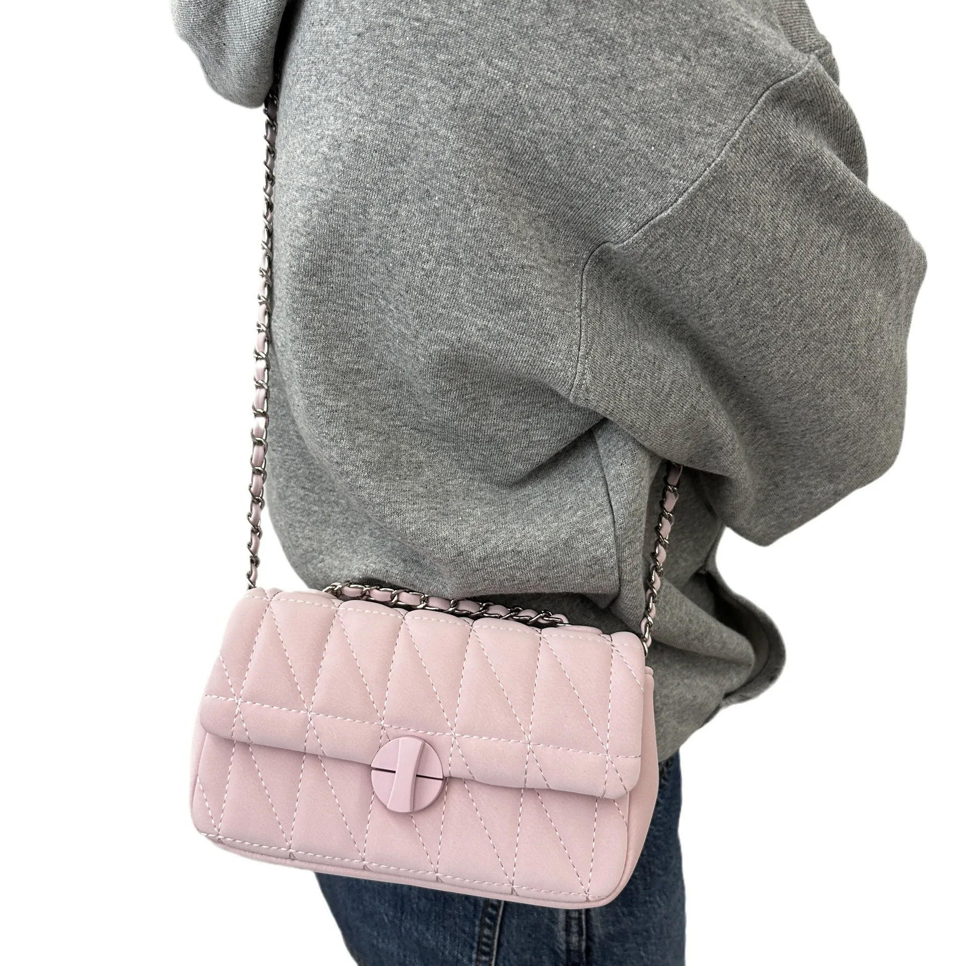 2026 Spring Summer Quilted Chain Shoulder Bag for Women, Versatile Crossbody Small Square Bag, High-End Textured Handbag - Image 5