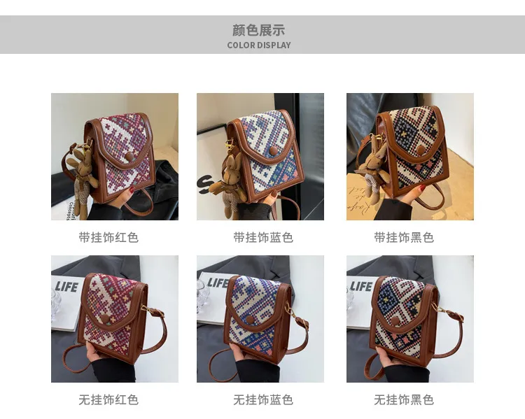 Women's Ethnic Style Crossbody Phone Bag - 2023 Fashion Small Square Shoulder Purse with Coin Pouch, Versatile Accessory for Daily Use showcase 3