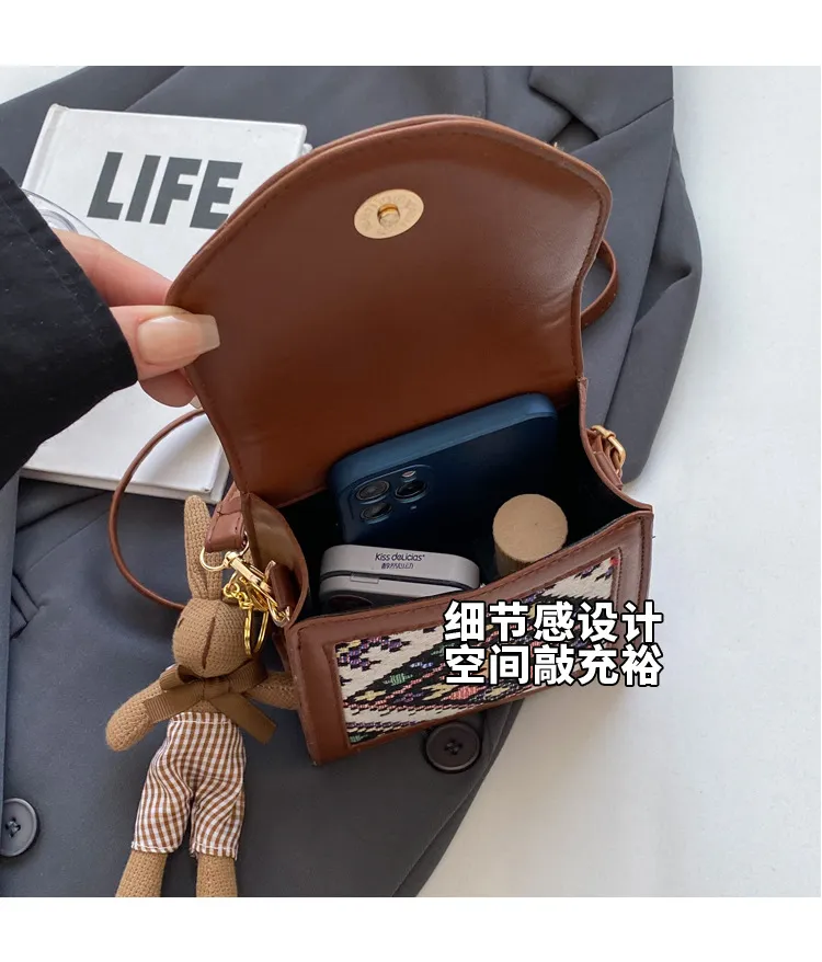 Women's Ethnic Style Crossbody Phone Bag - 2023 Fashion Small Square Shoulder Purse with Coin Pouch, Versatile Accessory for Daily Use showcase 10