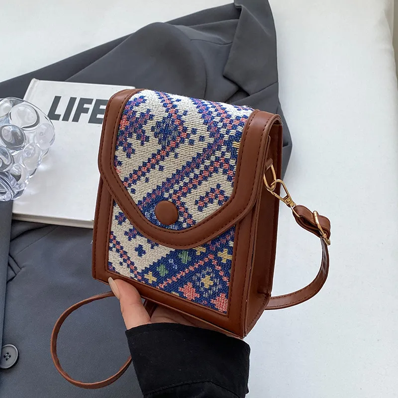 Women's Ethnic Style Crossbody Phone Bag - 2023 Fashion Small Square Shoulder Purse with Coin Pouch, Versatile Accessory for Daily Use thumbnail 9