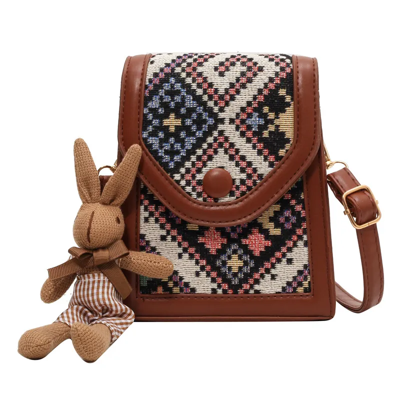 Women's Ethnic Style Crossbody Phone Bag - 2023 Fashion Small Square Shoulder Purse with Coin Pouch, Versatile Accessory for Daily Use thumbnail 5