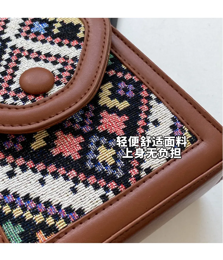 Women's Ethnic Style Crossbody Phone Bag - 2023 Fashion Small Square Shoulder Purse with Coin Pouch, Versatile Accessory for Daily Use showcase 6