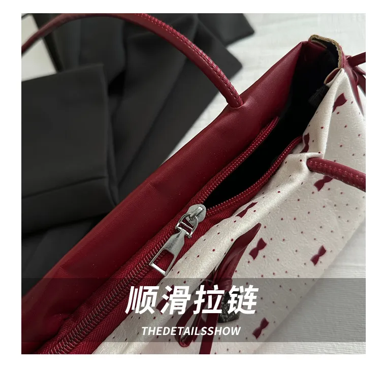 Women's Korean Style Ins Bow-Knot Underarm Bag - Fashionable Polka Dot Sweet & Cool Stylish Shoulder Bag for Everyday Use showcase 2