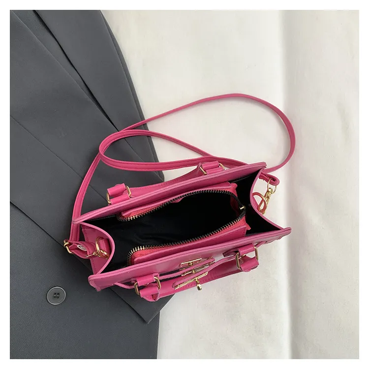 Fashionable Contrast Color Large Capacity Soft Face Portable Shoulder Crossbody Bag with Belt for Women - Stylish & Versatile Casual Handbag showcase 5
