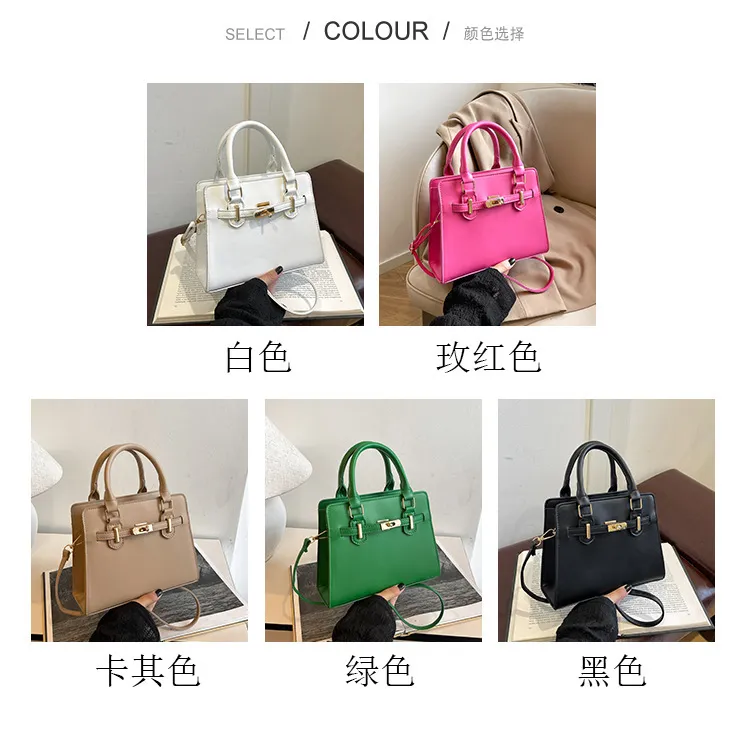 Fashionable Contrast Color Large Capacity Soft Face Portable Shoulder Crossbody Bag with Belt for Women - Stylish & Versatile Casual Handbag showcase 3