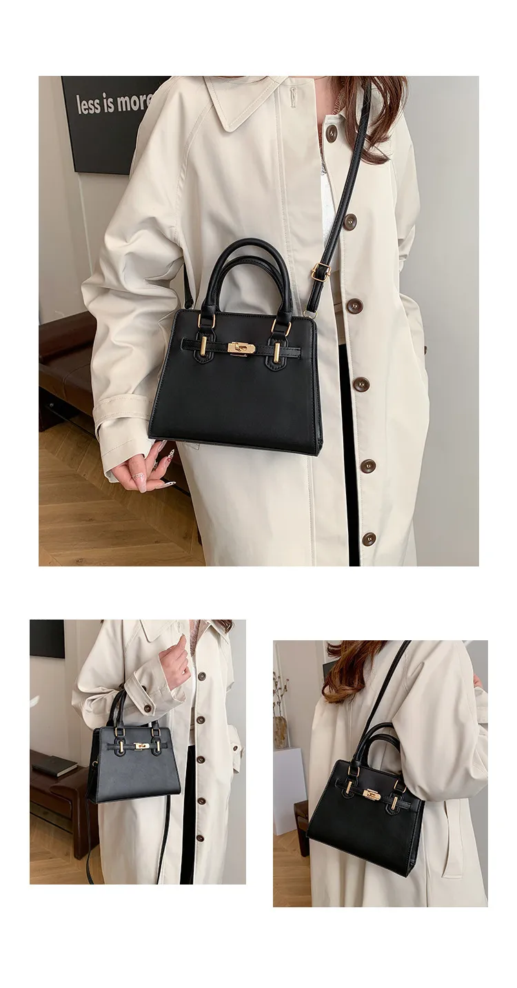 Fashionable Contrast Color Large Capacity Soft Face Portable Shoulder Crossbody Bag with Belt for Women - Stylish & Versatile Casual Handbag showcase 17