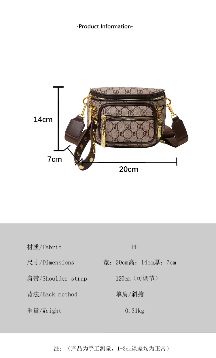 2026 Fashionable Crossbody Bag with Multiple Pockets, Wide Strap Commuter Chest Pack, Single Shoulder Bag for Women showcase 2