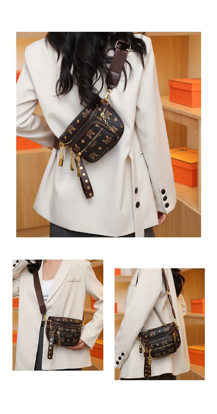 2026 Fashionable Crossbody Bag with Multiple Pockets, Wide Strap Commuter Chest Pack, Single Shoulder Bag for Women showcase 9