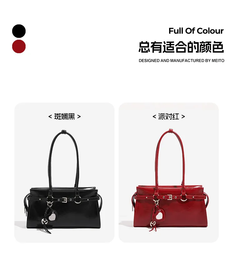 Elegant Bridal Wedding Underarm Bag - Red Sweet & Cool Baguette Style for Winter, High-End Portable Shoulder Bag for Women showcase 5