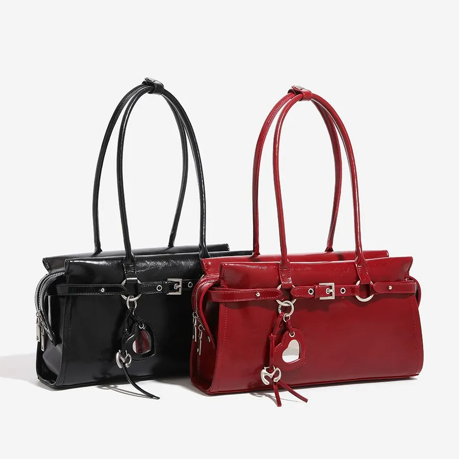 Elegant Bridal Wedding Underarm Bag - Red Sweet & Cool Baguette Style for Winter, High-End Portable Shoulder Bag for Women thumbnail 1