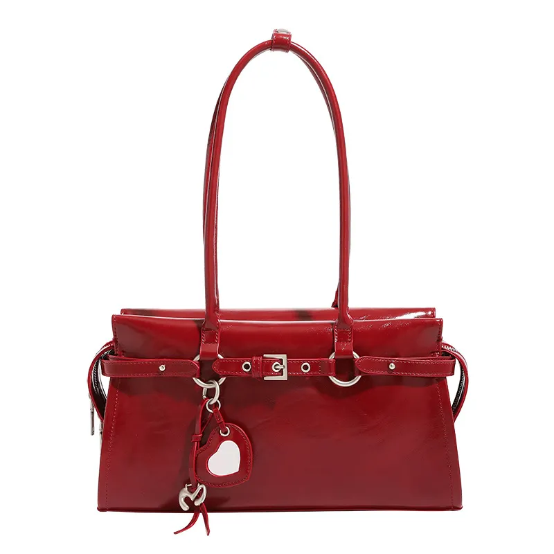 Elegant Bridal Wedding Underarm Bag - Red Sweet & Cool Baguette Style for Winter, High-End Portable Shoulder Bag for Women thumbnail 5