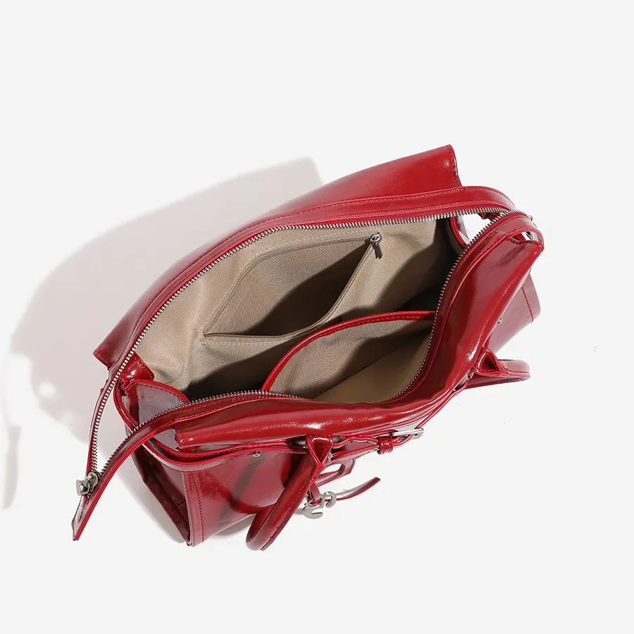 Elegant Bridal Wedding Underarm Bag - Red Sweet & Cool Baguette Style for Winter, High-End Portable Shoulder Bag for Women thumbnail 3