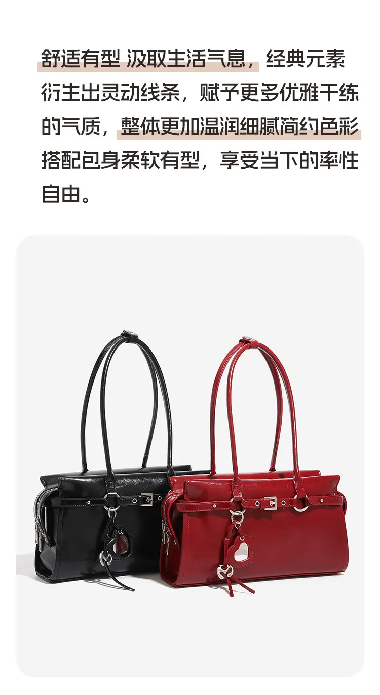 Elegant Bridal Wedding Underarm Bag - Red Sweet & Cool Baguette Style for Winter, High-End Portable Shoulder Bag for Women showcase 2