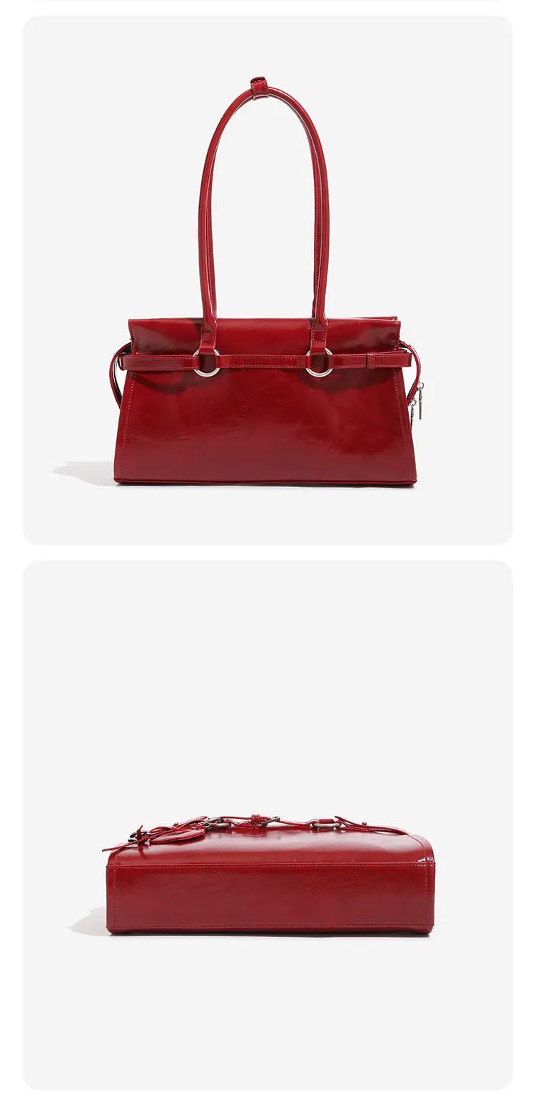 Elegant Bridal Wedding Underarm Bag - Red Sweet & Cool Baguette Style for Winter, High-End Portable Shoulder Bag for Women showcase 16