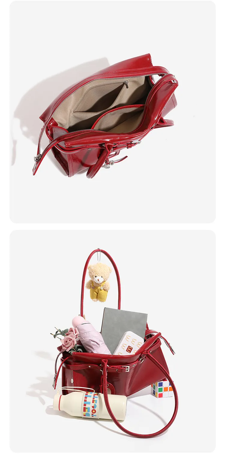 Elegant Bridal Wedding Underarm Bag - Red Sweet & Cool Baguette Style for Winter, High-End Portable Shoulder Bag for Women showcase 17