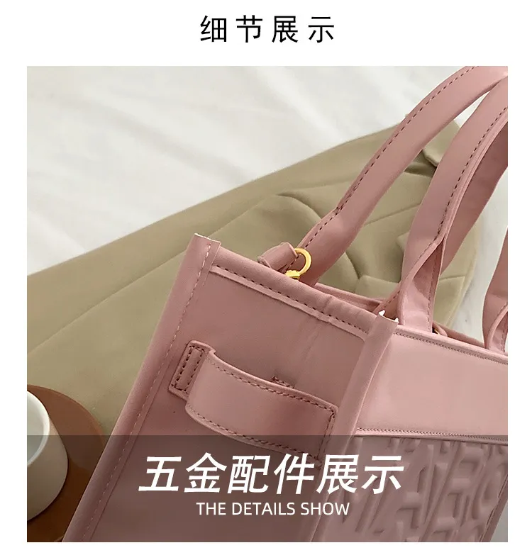 Luxury Women's Embossed Tote Bag, Fashionable Commuter Shoulder Crossbody Handbag, Versatile Light Luxury Letter Design for Daily Use showcase 5