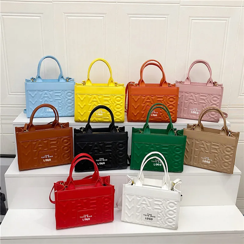 Luxury Women's Embossed Tote Bag, Fashionable Commuter Shoulder Crossbody Handbag, Versatile Light Luxury Letter Design for Daily Use - Image 1